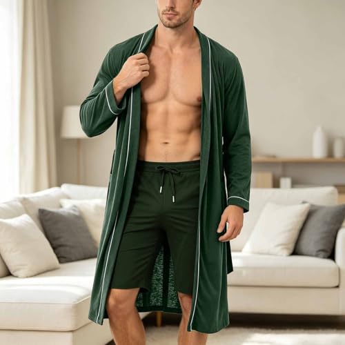 Albornoz para sauna de hombre con cinturón para hogar y spa 3