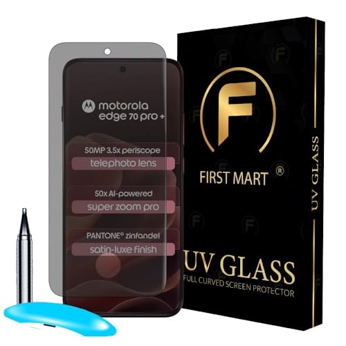 Image of FIRST MART UV Privacy Tempered Glass for Motorola P1 Pro | Anti-Spy 9H Curved Screen Protector, Edge-to-Edge, Case-Friendly | 1 Pack