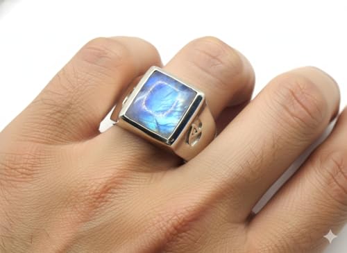 Image of Choose Your Color Mens Bold Ring 925 Sterling Silver Gemstone Wedding Engagement Statement Ring Birthstone Solitaire Jewellery Ring Sizes 4, 5, 6, 7, 8, 9, 10, 11, 12, 13,