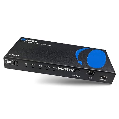 OREI 8K HDMI Splitter 2 in 2 Out, Resolutions Up to 4K@120Hz, Dolby Vision Pass-Through, HDCP 2.3, Auto EDID Management, Does NOT Extend Display - (BK-22)