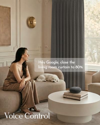 Image of Graywind Motorized Curtains with Track, 100% Blackout Smart Curtains, Hardwired Curtains Compatible with Alexa Google Home Remote Control for Large Windows, Custom Drapes Up to 220 inch, Slate (Gray)