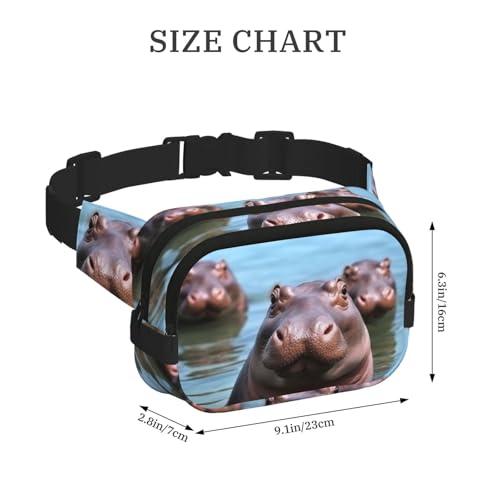 Niedliche Hippos Bauchtasche, verstellbare Umhängetasche, große Hüfttasche, Reisegürteltasche, Unisex, Bauchtasche