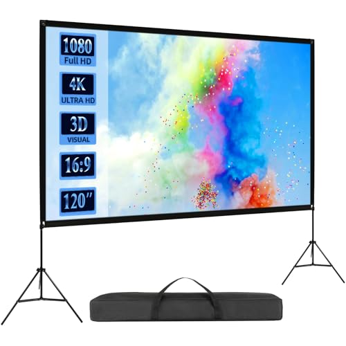 【2024新登場 120インチ自立式&屋内屋外兼用】VISULAPEX 工型スタンド付き プロジェクタースクリーン 16:9 4K対応 自立式スクリーン projector screen 壁掛け 持ち運び 折りたたみ式 視野角179° 防しわ加工 お手入れ簡単 ビジネス/会議 PPT/教室/映画適用 父の日ギフト/クリスマスプレゼント