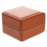 SWOOMEY Caja de Exhibición de Relojes y Joyero Elegante de Piel Sintética Marrón Diseño Sencillo, Almacenamiento Seguro y Almohadas Desmontables para Mostrar Relojes y Joyas en Tocador