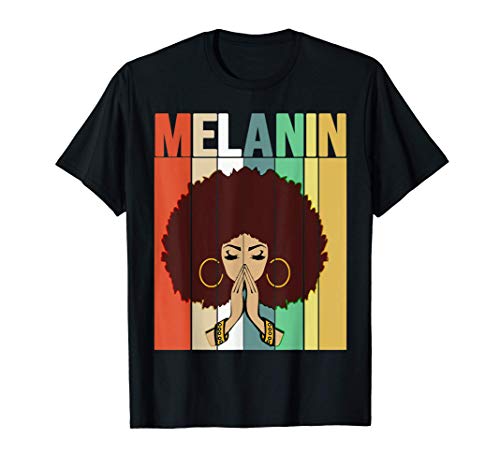 Cute Melanin Vintage Retro Black Afro Natural Hair Queen Maglietta