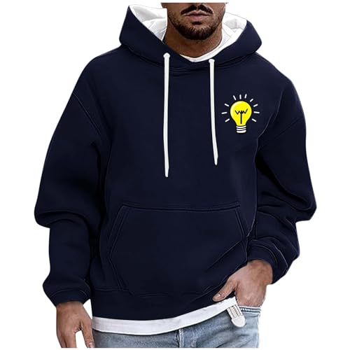 Men's Essential Hoodie Fall Fashion Cute Print Loose Fit Hoodies Lightweight Soft Comfort Athletic Casual Pullover