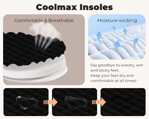 House Slippers for Woman Coolmax® Breathable Memory Foam Slippers for Women Open Toe Comfy Slippers for Womens Indoor and Outdoor Slip On Bedroom Shoes Moisture-wicking2