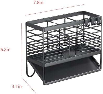 3-Tier Steel Draining Dish Rack with Cutlery & Utensil Holder image 5