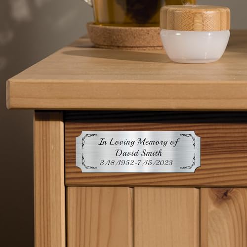 Image of Engraved Name Plates, 1 inch x 3 inch Personalized Name Plate, Trophy Plates Engraved, Brass Plaque, Custom Name Plate for Urn, Brass Name Plates with Adhesive Backing(Black, 3x1 in)