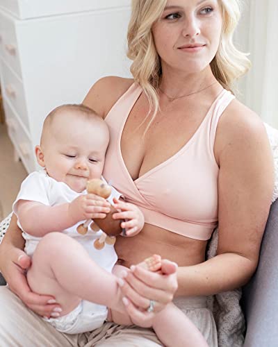 Image of Kindred Bravely French Terry Racerback Nursing Sleep Bra for Maternity /Breastfeeding (Soft Pink, X-Large)