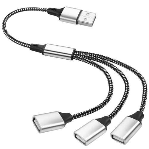 GELRHONR USB Splitter Y Cable - USB A Male to 3 Female Extension Cord, 3 Port for Printer Keyboard, Flash Drive, Laptop, LED