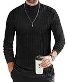 Ekouaer Men's Mock Turtleneck Shirts Long Sleeve Underwear Tops Fleece Ribbed Knit Pullover Sweater Basic Thermal Sweatshirts Black M
