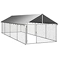 Tidyard Outdoor Dog Kennel Pet Dog Pen with Roof Walk In Chicken Run Cage Chicken Run Cage for Outdoor Backyard Farm Animal 600x200x150 cm