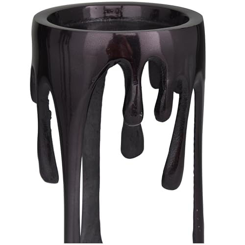 CosmoLiving by Cosmopolitan Aluminum Metal Decorative Candle Holder Pillar Candle Stand with Dripping Melting Designed Legs, Set of 3 Candlestick Holder 12", 10", 8"H, Black by CosmoLiving by Cosmopolitan - Image 4