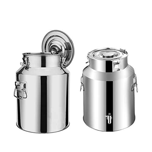 Bidón de Leche de Acero Inoxidable 201 de 5 l, 9 l, 14 l y 18 l, Resistente, para Vino, Aceite, té, Alimentos líquidos, lácteos, con Tapa de Silicona sellada (sin Grifo), 9 l