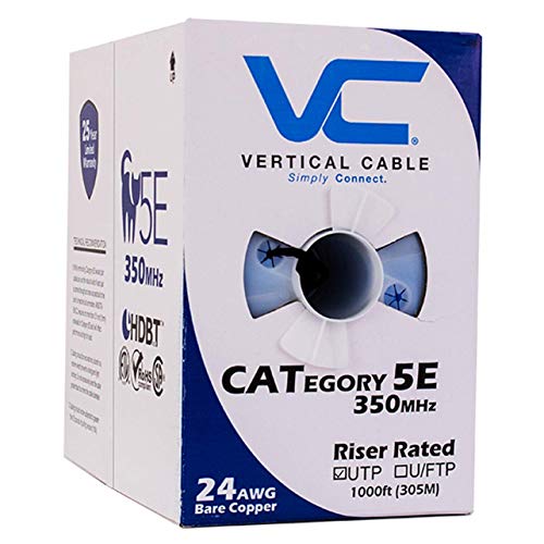 Cable Vertical Cat5e UTP 24AWG 1000ft Negro miniatura 2