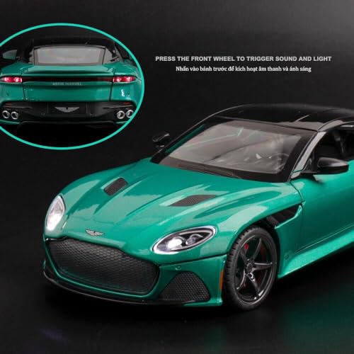 Image of Invite Enterprise 1:22 Big Aston Martin Dbs Diecast Model Metal Pull-Back Car With Sound Light And Opening Doors: A Kids' Toy Vehicle Gift (1:24 Aston Martin Dbs - Green)
