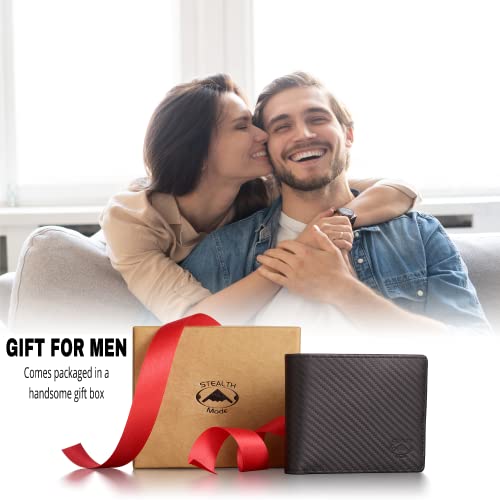 Stealth Mode Leather Bifold Wallet For Men With Id Window And Rfid Blocking (Carbon Fiber) #TOP4