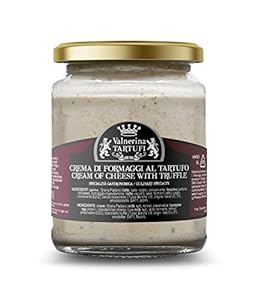 Valnerina Tartufi Käse- und Trüffelcreme | Sauce für Vorspeisen, Nudeln, Risotti, Fleisch, Fisch, Bruschette auf Käsebasis und weiße Trüffel | Glas 90 gr.