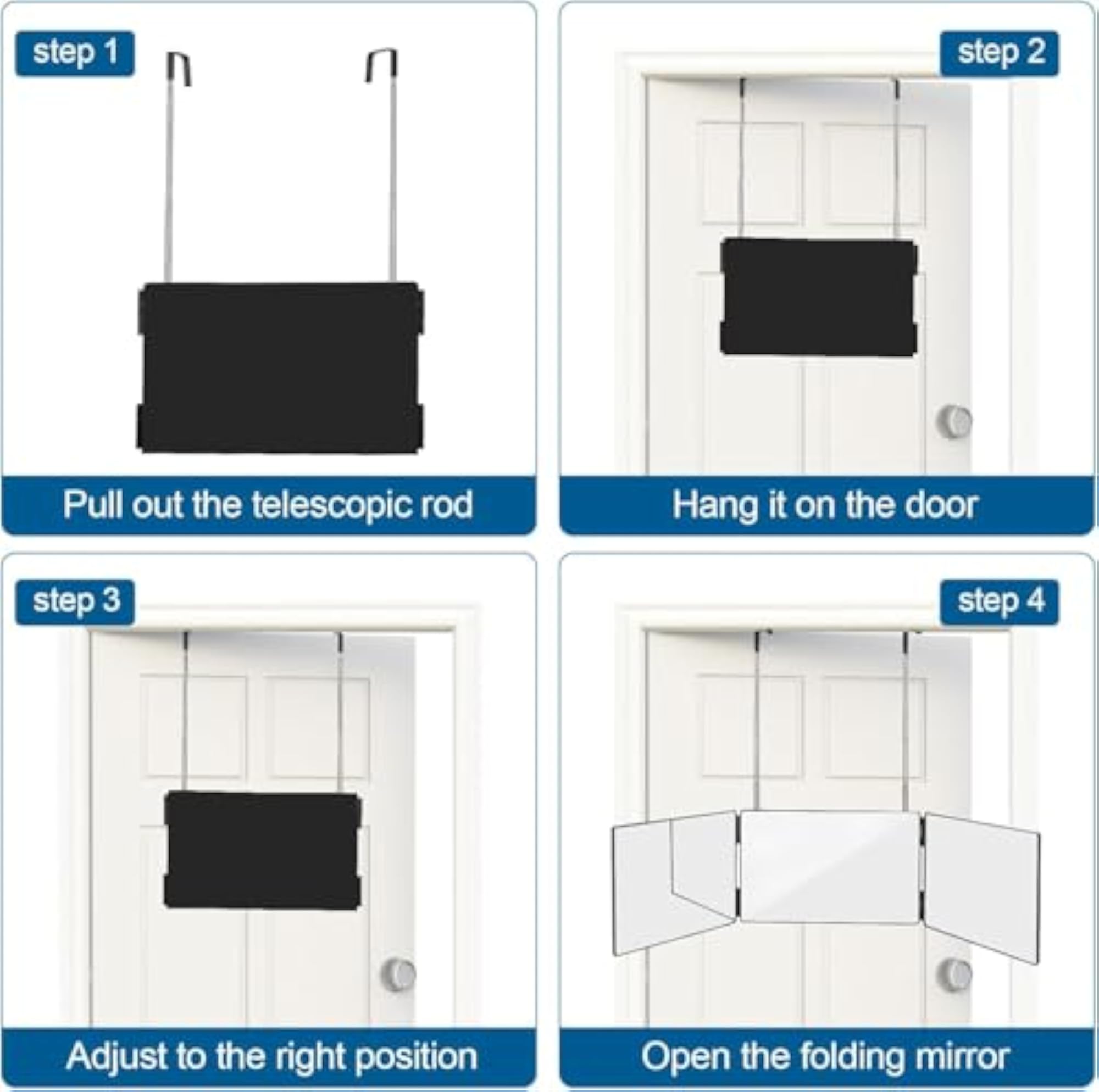 Tri-fold Mirror for Shaving and Makeup