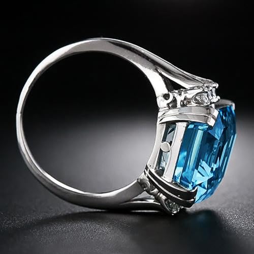 White Gold Plated Blue Cubic Zirconia Engagement Rings Bridal Promise Rings Evening Parties Anniversary Valentine's Day Gifts Eternity Bands for Women4