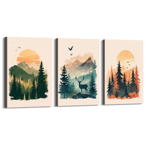 Toile cerf de montagne aquarelle pour habiller un mur vide