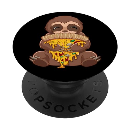 Pizza Lover Baker Movie Night Italian Sloth Pizza PopSockets Swappable PopGrip, Black