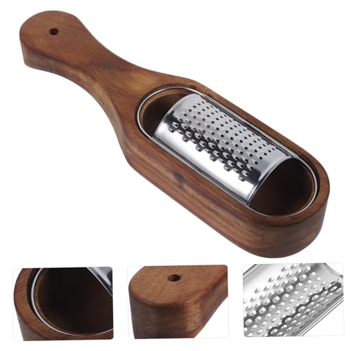 Rallador giratorio de acero inoxidable con mango de madera miniatura 2