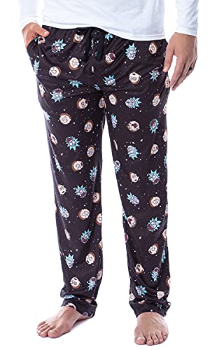 Bioworld Rick and Morty Mens' Face Expressions Toss Print Pajama Sleep Lounge Pants