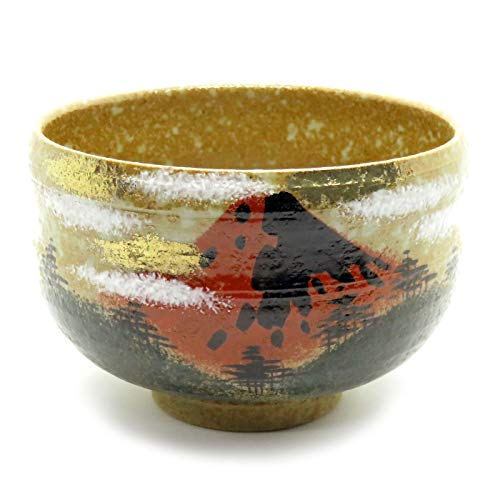 Kutani Japanese Matcha Bowl Red Fuji Yaki(Ware)