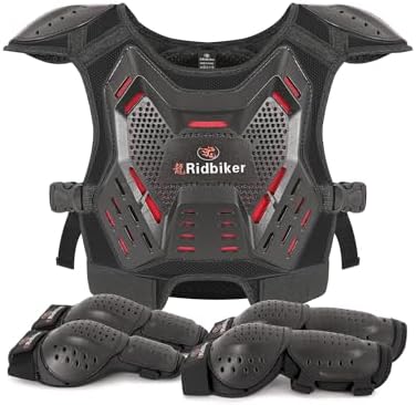 Kids Dirt Bike Gear Motocross Chest Protector Motorcycle Protective Gear Armor Vest Knee Guards Elbow Pads Dirt Bike Riding Gear for Baby Biker ATV (Black)