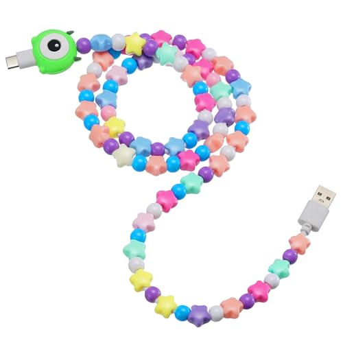 USB C Cable 3A 66W Fast Charging USB A to USB C Cable 3.3FT/1.0M Personalized Colorful Beads Cute USB Type C Car Charger Data Cord for iPhone 17 16 15 Pro Max, for Samsung S24 S23 S22 S21,iPad