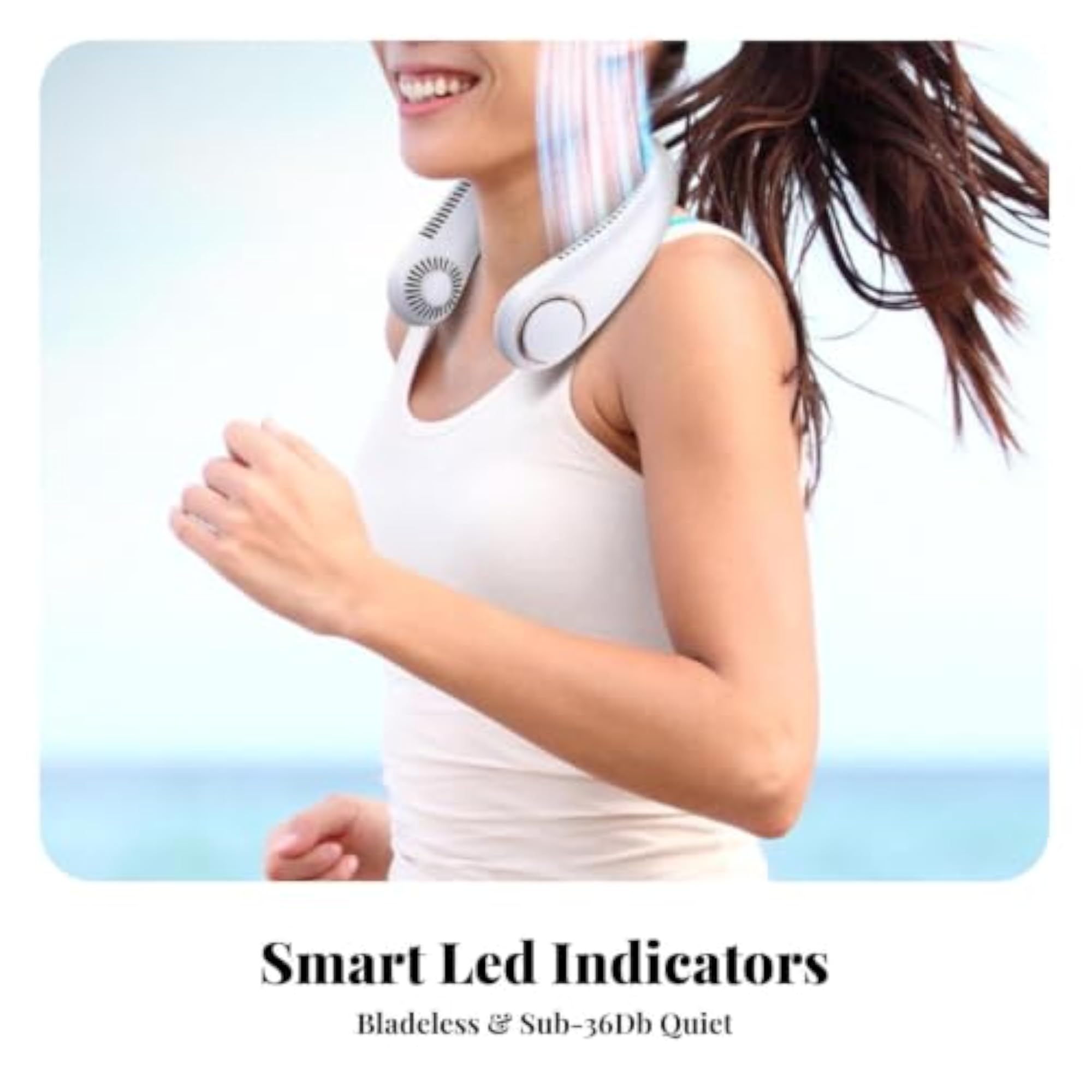 Quiet Bladeless Wearable Fan, Rechargeable & Portable