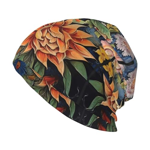 LPLSNWS Gorro de punto para adultos con diseño de girasol, adecuado tanto para hombres como para mujeres, casual, elegante y cálido, negro