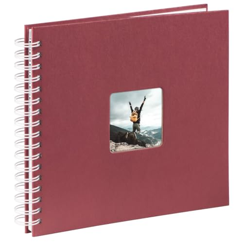 Hama Fotoalbum 28x24 cm (Spiral-Album mit 50 weißen Seiten, Fotobuch mit Pergamin-Trennblättern, Album zum Einkleben und Selbstgestalten) bordeaux
