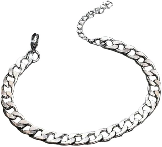 Men's Steel Cuban Chain Bracelet Lightweight Wrist Jewelry | Silver