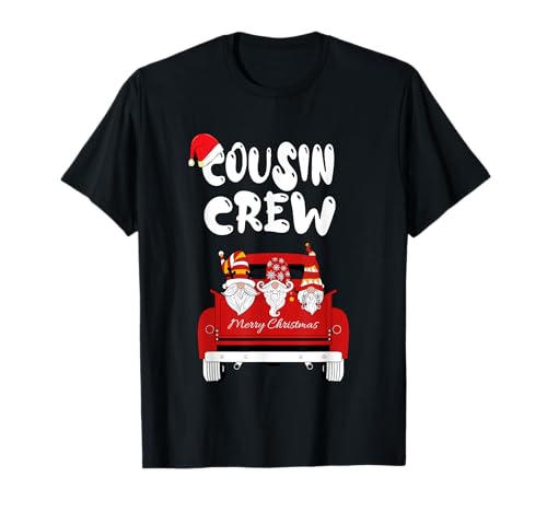 Cousin Crew Team Santa Squad Christmas Red Truck Gnomo Boy Maglietta