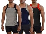 Different Touch Men's 3 Pack Dry Fit Square Cut Tank Tops (US, Alpha, Medium, Regular, Regular, 3 Pack (ASST 302))