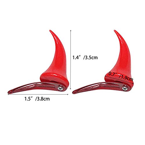 Secaden Devil Horns Hair Clip Halloween Cosplay Costume Headwear Accessories Party Dress Up (Red) #TOP1