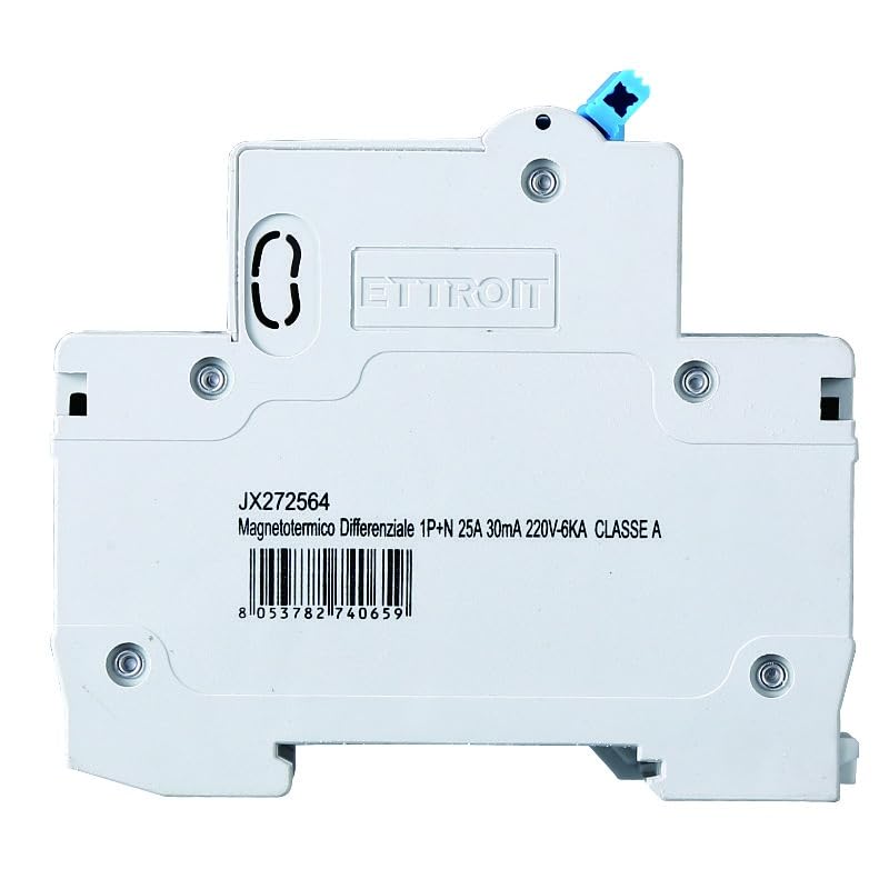 Interruttore Magnetotermico Differenziale 1P+N 25A 30mA 220V-6KA CLASSE A 2 MODULI 30mA per Guida DIN - Protezione Circuiti e Sicurezza Impianti