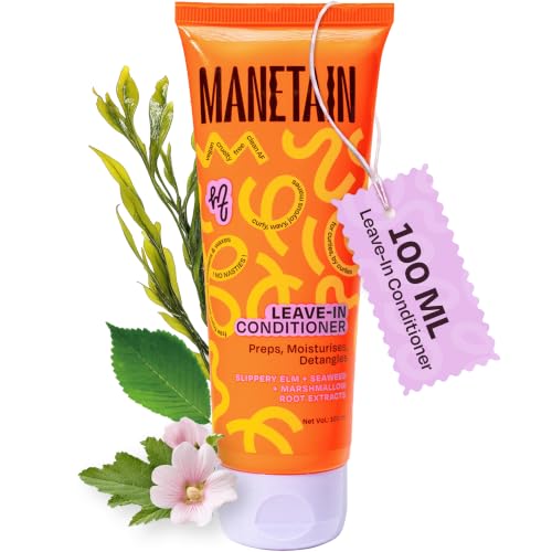 Image of Manetain Leave In Conditioner 100ml for Curly Hair Women | Lightweight Curl Leave In Conditioner for Frizzy Hair | Moisturising, Detangling & Shine Enhancing | Silicone Free, Vegan Formula