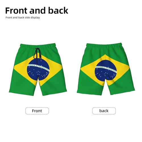 Brazilian Flag Youth Beach Pants, Soft and Breathable, with Drawstring Waist, Suitable for Sports and Leisure.2
