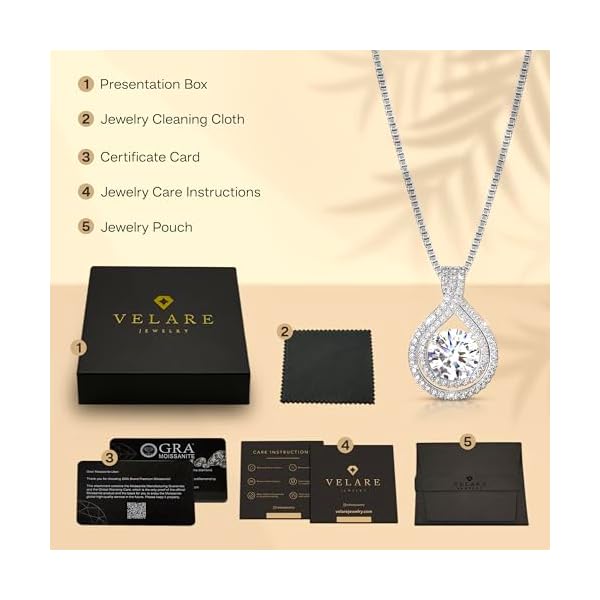 Platinum Plated Certified Moissanite Necklace for Women Gift for Her - Image 5