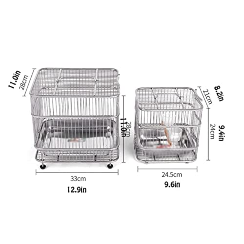 Vogelkäfig, Vogelkäfige, tragbare Metall- Vogelkäfige aus Schmiedeeisen, einfache Retro- Transportboxen, hohe Kapazität, Haustransportbox (Silber, klein)-2