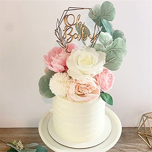 Oh Baby Cake Topper For Rural Baby Shower Decoration , Boys And Girls Gender Reveal Party , Wood #TOP2