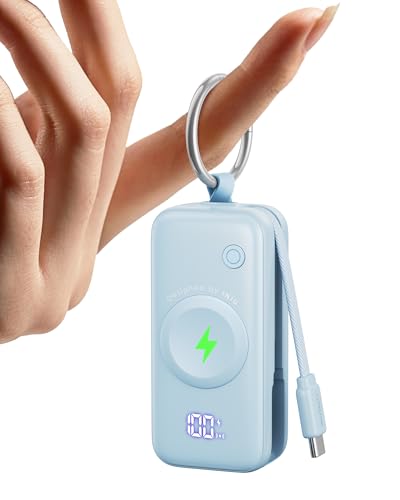 Image of INIU 3-in-1 Portable Charger, 5000mAh Power Bank with Watch Charger & Built-in Cable, Compact 20W Fast Charging Battery Pack, Key Chain & Travel Essential for iPhone 16 15, Apple Watch, AirPods, etc