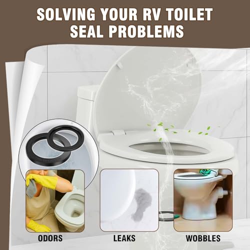 Image of RV Toilet Seal Kit (Flush Ball Seal 385311658 & Base Seal Gasket 385311652) Compatible with Dometic 300 /310 /320 Series RV Toilets,Resolves Leakage Issues