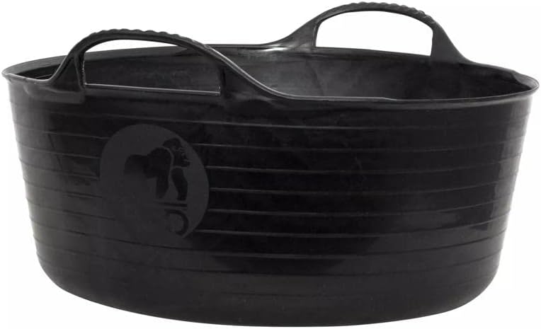 Gardener's Supply Company - Shallow Garden Tubtrugs - Multi-Use Outdoor Garden Harvest Basket Storage, & Mini Bucket - Ideal for Yard Gardening, Crops Harvesting - 4 Gallon Capacity - Black