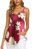 Picture of Summer Sleeveless Tunic Tank Tops Beach Wear for Ladies Spaghetti Strap(Wine,L)