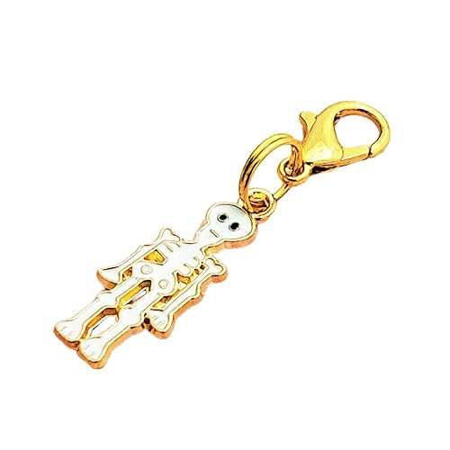 Miniatura 9 de White Skeleton Keychain or Zipper Pull, White Skeleton Keyring, Optional Initial and Birthstone, White Skeleton with Gold Base (2. Skeleton Keychain)